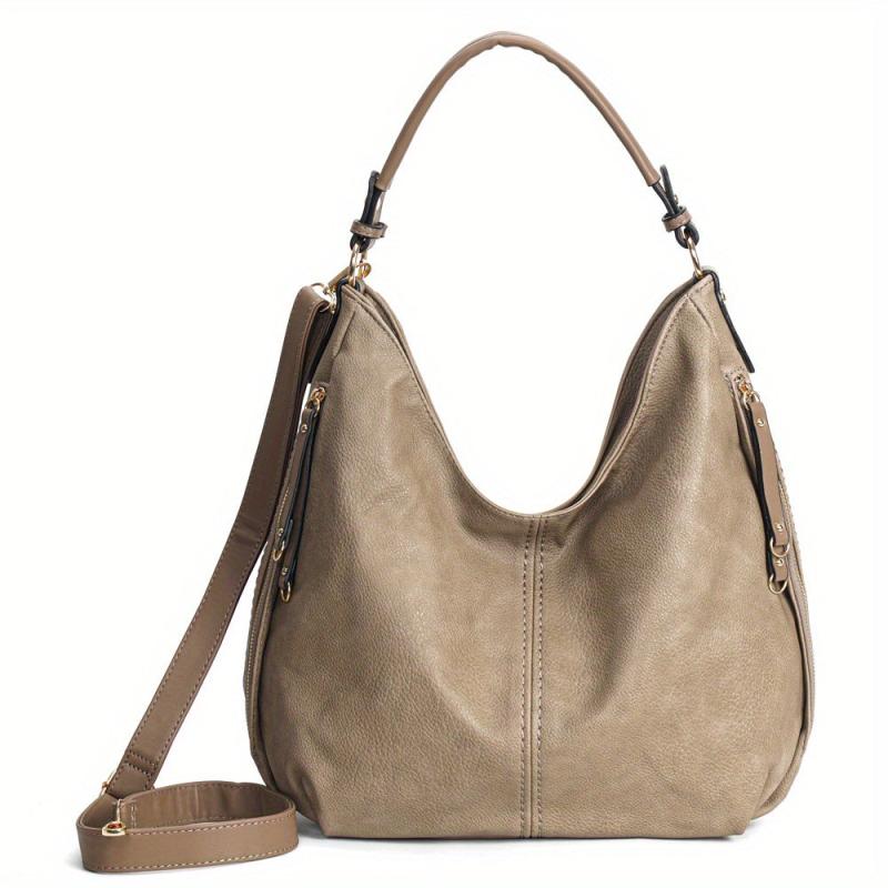 Vintage Large Capacity Tote Bag Retro PU Leather Shoulder Bag Women's Casual