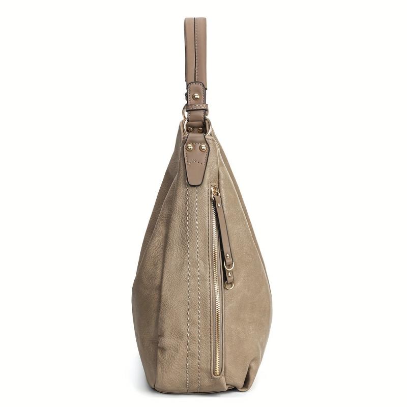 Vintage Large Capacity Tote Bag Retro PU Leather Shoulder Bag Women's Casual