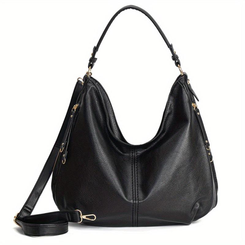 Vintage Large Capacity Tote Bag Retro PU Leather Shoulder Bag Women's Casual