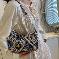 Vintage Ethnic Pattern Shoulderbag Zipper All Match Underarm Bag