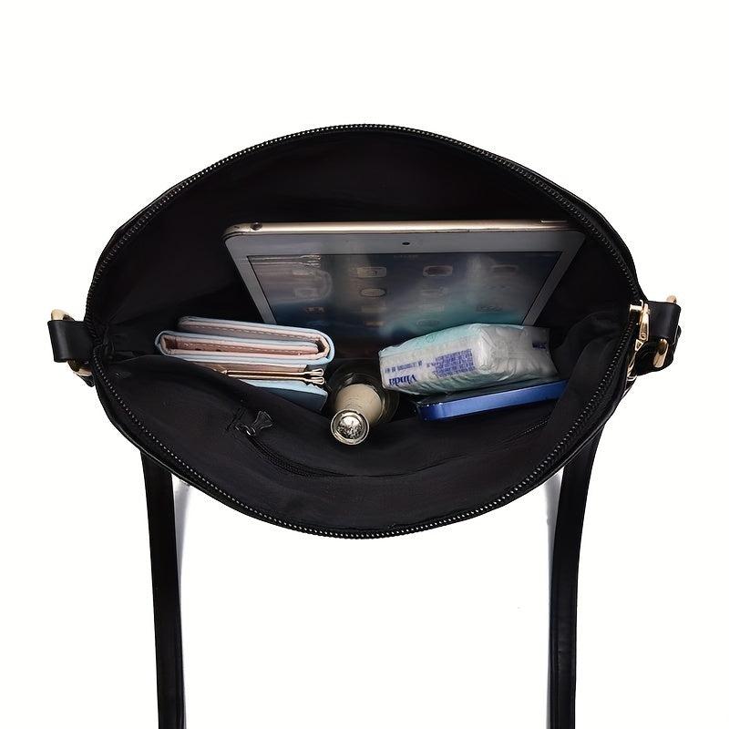 Double Zipper Crossbody Bag Solid Shoulder Bag