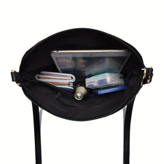 Double Zipper Crossbody Bag Solid Shoulder Bag
