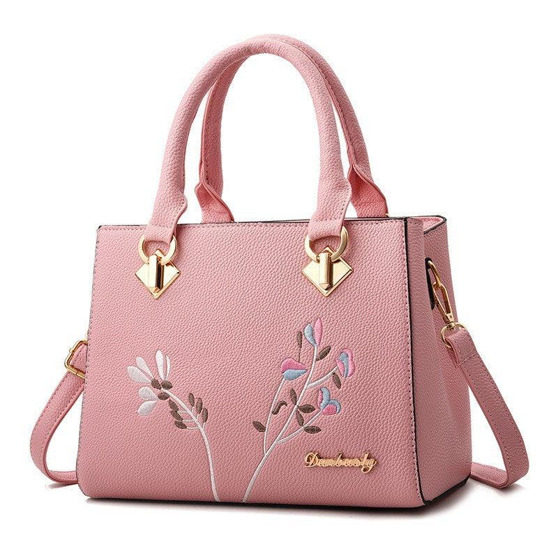 Floral Embroidery Satchel Bag Women's Office Purse