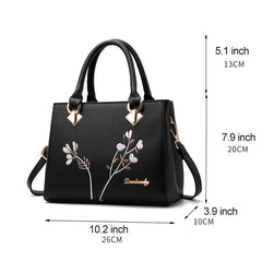 Floral Embroidery Satchel Bag Women's Office Purse