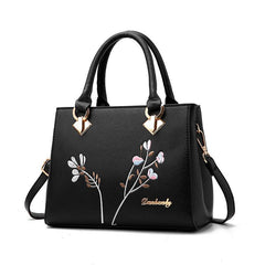 Floral Embroidery Satchel Bag Women's Office Purse