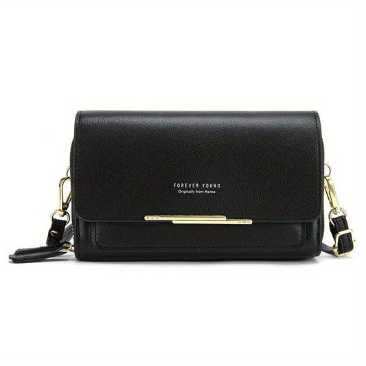 Mini Solid Crossbody Bag Casual PU Leather Shoulder Bag Women's Phone Storage