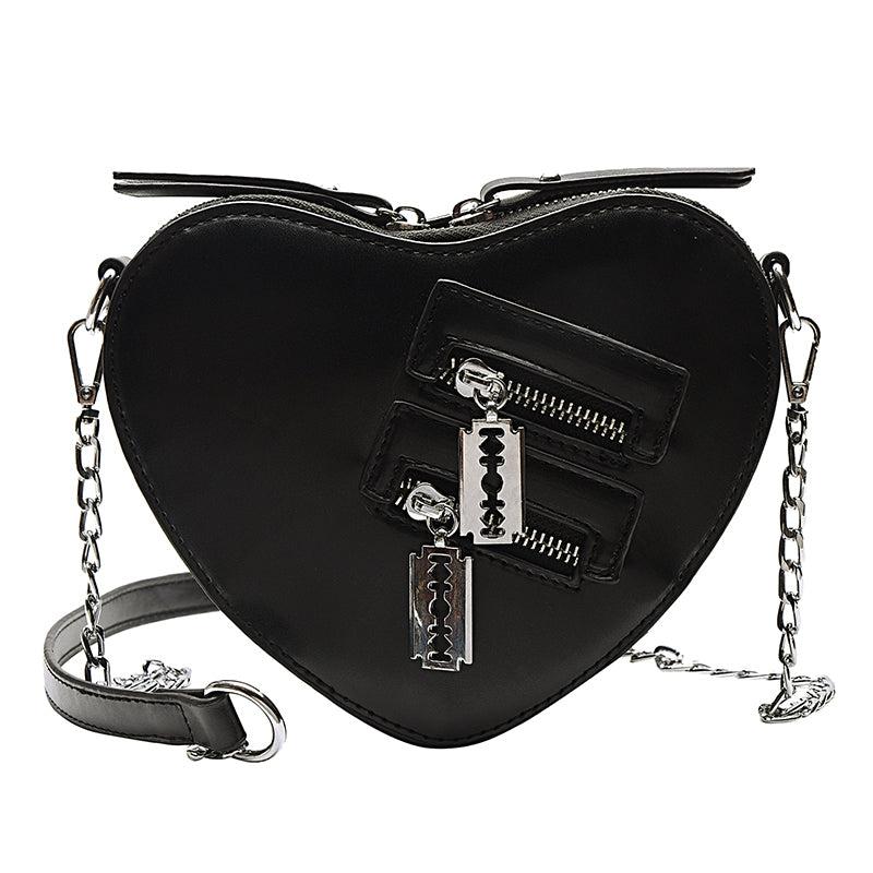 Heart Shape Shoulder Bag Gothic Crossbody Y2K Style Purse