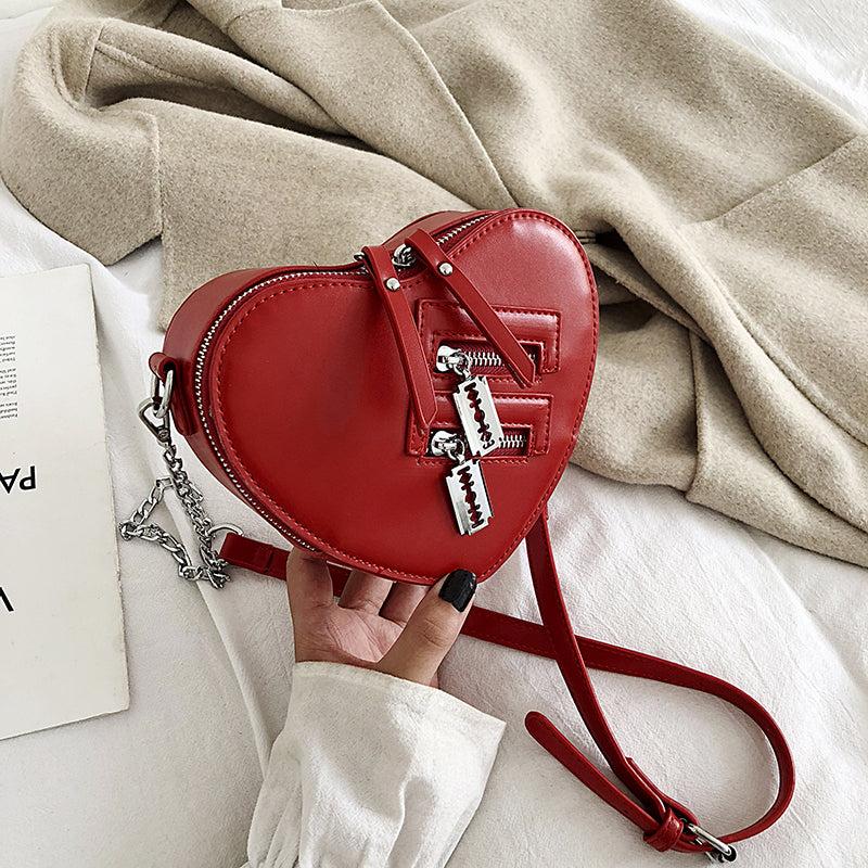 Heart Shape Shoulder Bag Gothic Crossbody Y2K Style Purse
