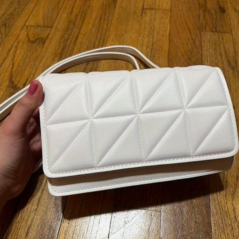 Square Shoulder Bag Argyle Pattern Flap Purse