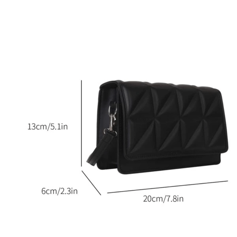 Square Shoulder Bag Argyle Pattern Flap Purse