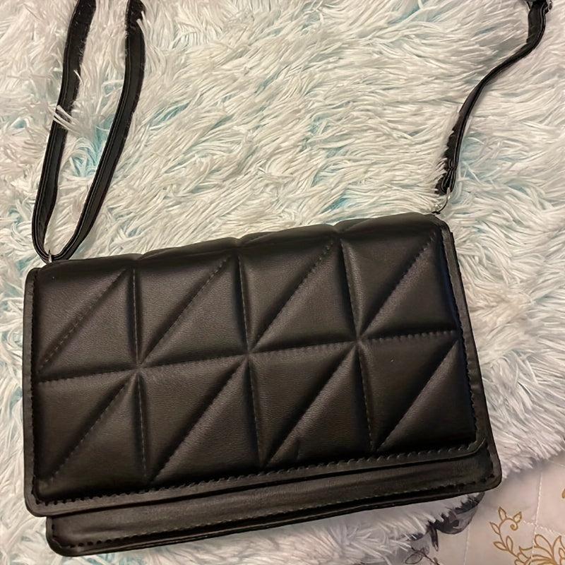 Square Shoulder Bag Argyle Pattern Flap Purse