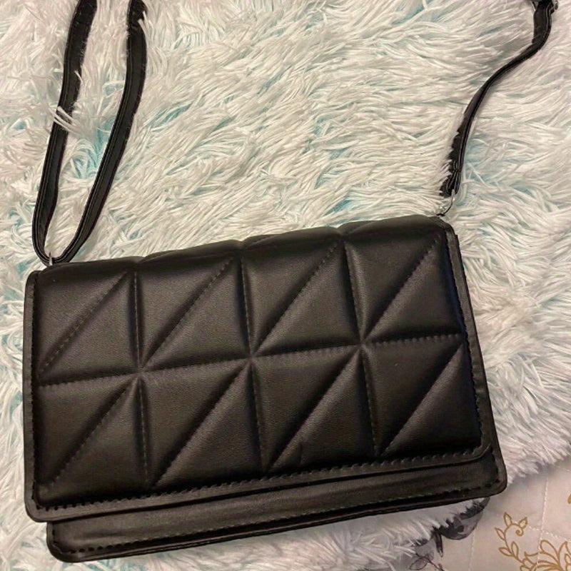 Square Shoulder Bag Argyle Pattern Flap Purse