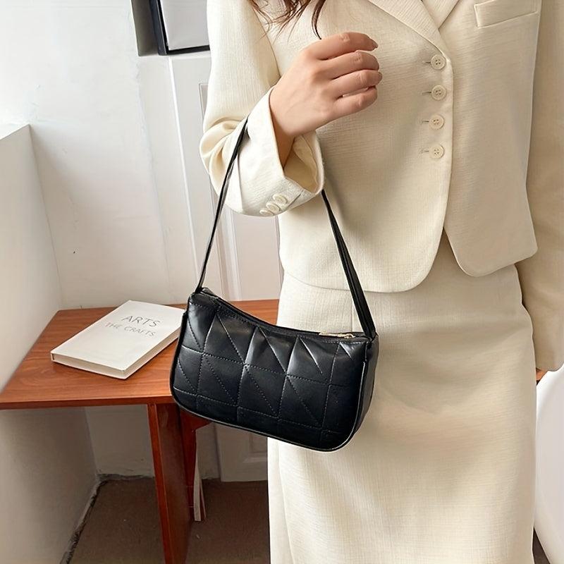 Quilted Shoulder Bag Geometric Embossed Handbag