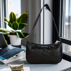 Quilted Shoulder Bag Geometric Embossed Handbag