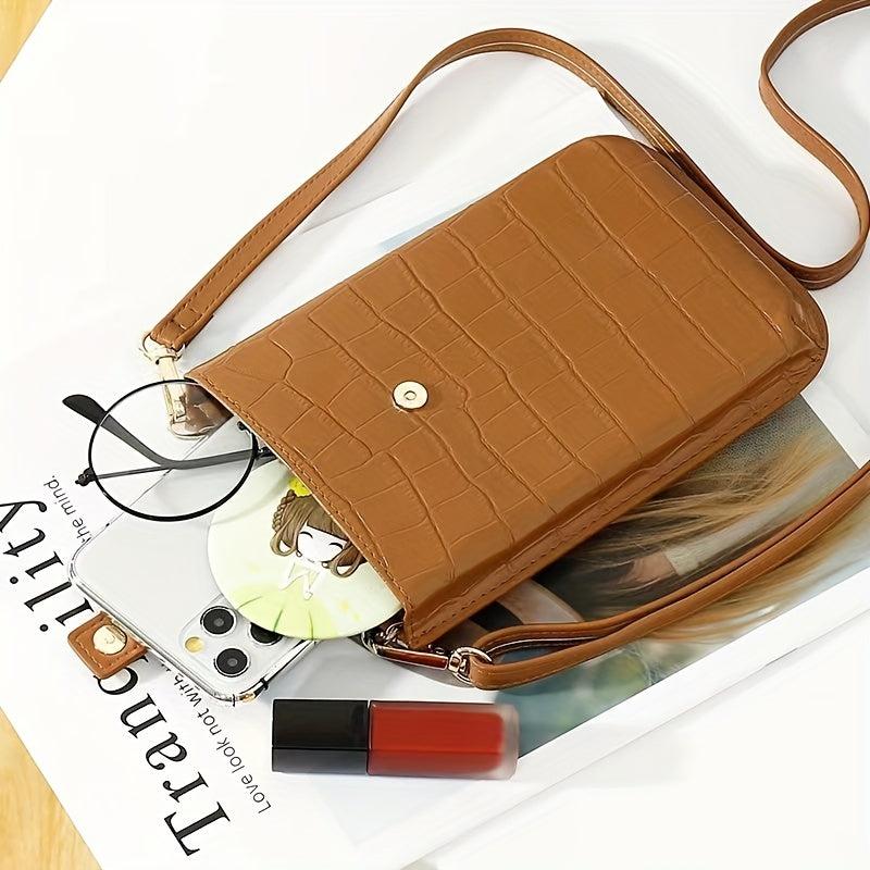 Crocodile Pattern Cell Phone Bag Vintage Crossbody Bag