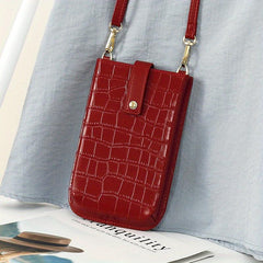Crocodile Pattern Cell Phone Bag Vintage Crossbody Bag