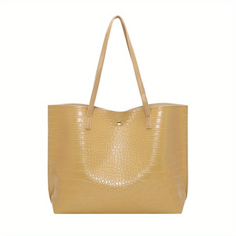 Large Capacity Crocodile Embossed Shoulder Bag for Work