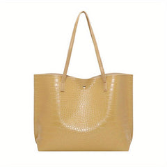 Large Capacity Crocodile Embossed Shoulder Bag for Work