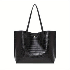 Large Capacity Crocodile Embossed Shoulder Bag for Work
