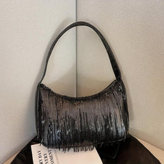 Sequin Tassel Evening Shoulder Bag Underarm Purse Women's Stylish Handbag