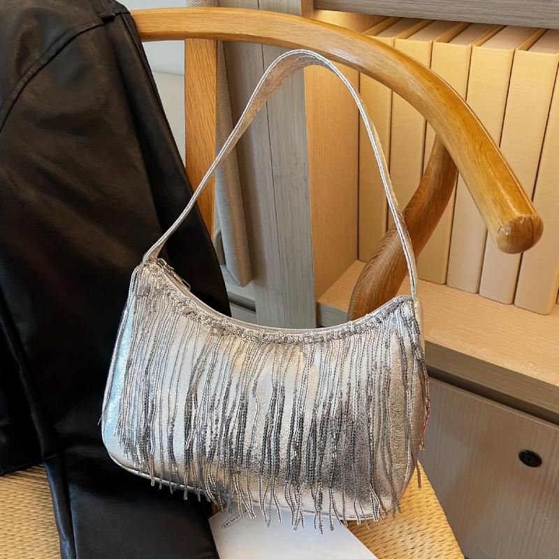 Sequin Tassel Evening Shoulder Bag Underarm Purse Women's Stylish Handbag