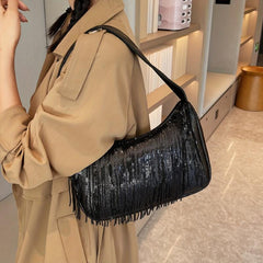 Sequin Tassel Evening Shoulder Bag Underarm Purse Women's Stylish Handbag