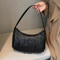 Sequin Tassel Evening Shoulder Bag Underarm Purse Women's Stylish Handbag
