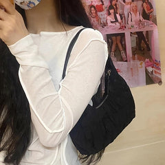 Cloud Pleated Crescent Bag Ruched Shoulder Hobo Bag