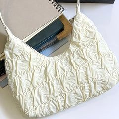 Cloud Pleated Crescent Bag Ruched Shoulder Hobo Bag