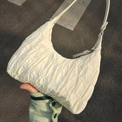 Cloud Pleated Crescent Bag Ruched Shoulder Hobo Bag