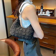 Cloud Pleated Crescent Bag Ruched Shoulder Hobo Bag