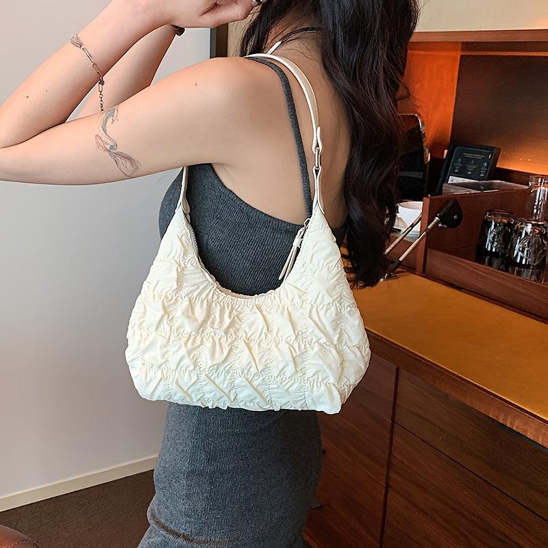 Cloud Pleated Crescent Bag Ruched Shoulder Hobo Bag