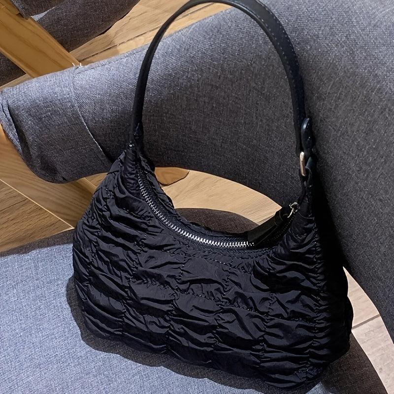 Cloud Pleated Crescent Bag Ruched Shoulder Hobo Bag