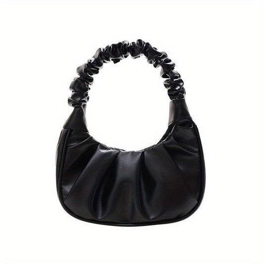 Ruched Handbag Leather Shoulder Bag