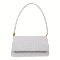 Vintage Crocodile Embossed Underarm Bag Solid Flap Shoulder Bag