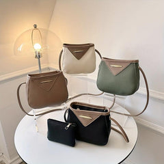 Colorblock Small Shoulder Bag Casual Crossbody Bag With Clutch Pouch