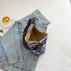 Ethnic Style Woven Crossbody Bag Geometric Pattern Bohemian Hobo Purse