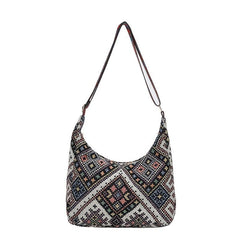 Ethnic Style Woven Crossbody Bag Geometric Pattern Bohemian Hobo Purse