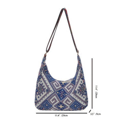 Ethnic Style Woven Crossbody Bag Geometric Pattern Bohemian Hobo Purse
