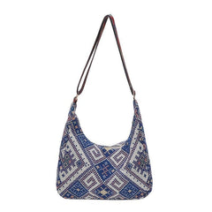 Ethnic Style Woven Crossbody Bag Geometric Pattern Bohemian Hobo Purse