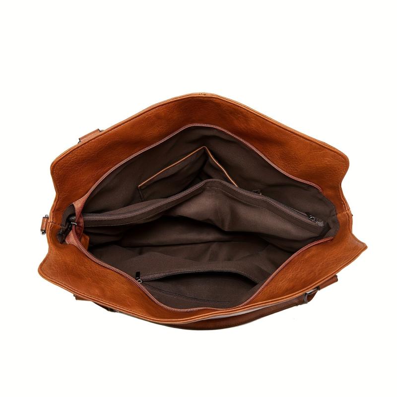 2pcs Large Capacity Tote Bag Wristlet Purse Set PU Leather Textured Shoulder Bag