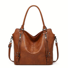 2pcs Large Capacity Tote Bag Wristlet Purse Set PU Leather Textured Shoulder Bag