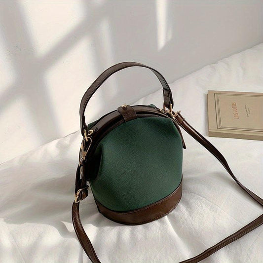 Vintage Suede Bucket Bag Small Stylish Crossbody Bag Women's