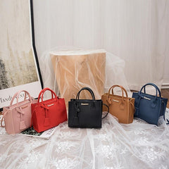 Litchi Embossed Square Handbag Mini Crossbody Bag Faux Leather Tote Bag