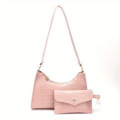 Crocodile Pattern Underarm Bag Lightweight Portable PU Leather Shoulder Bag