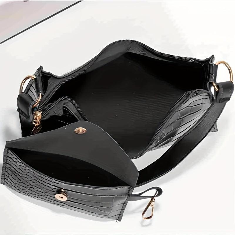 Crocodile Pattern Underarm Bag Lightweight Portable PU Leather Shoulder Bag