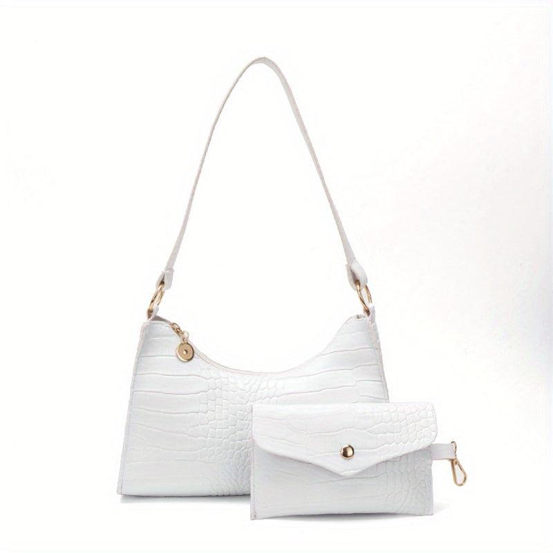 Crocodile Pattern Underarm Bag Lightweight Portable PU Leather Shoulder Bag