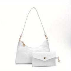 Crocodile Pattern Underarm Bag Lightweight Portable PU Leather Shoulder Bag
