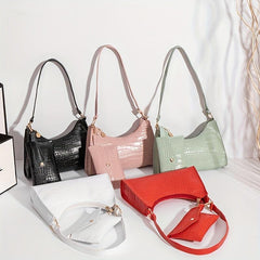 Crocodile Pattern Underarm Bag Lightweight Portable PU Leather Shoulder Bag