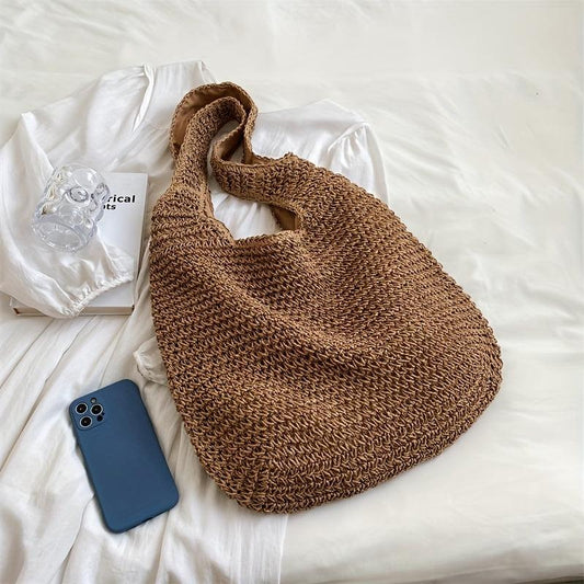 Straw Beach Bag Large Capacity Boho Style Tote Bag